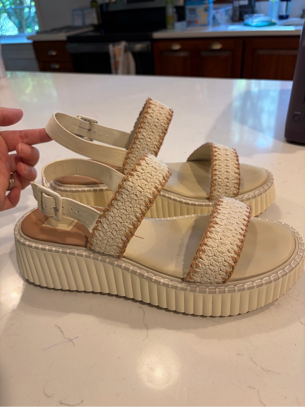 Dolce Vita Cream Woven Platform Slingback Sandals